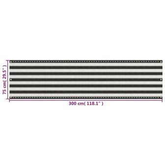 Balkonscherm 75x300 cm HDPE antracietkleurig en wit 8720286094112 5