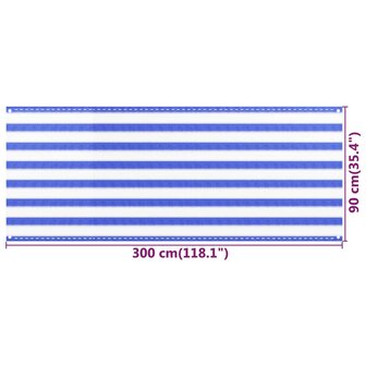 Balkonscherm 90x300 cm HDPE blauw en wit 8720286094518 5