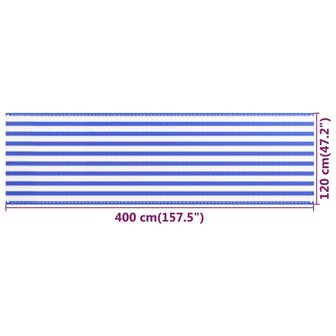 Balkonscherm 120x400 cm HDPE blauw en wit 8720286094563 5
