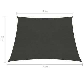 Zonnezeil 160 g/m&sup2; 3/4x2 m HDPE antracietkleurig 8720286096666 6