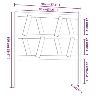 Hoofdbord 96x4x100 cm massief grenenhout wit 8720287004820 6