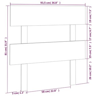 Hoofdbord 93,5x3x81 cm massief grenenhout grijs 8720287009337 6
