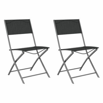Tuinstoelen inklapbaar 2 st staal en textileen zwart 8720286849927 2