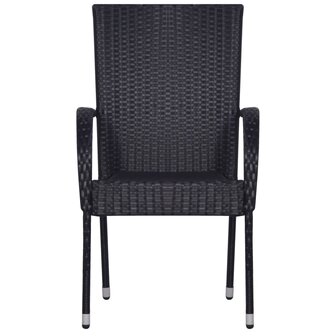 Tuinstoelen stapelbaar 2 st poly rattan zwart 8718475614760 3