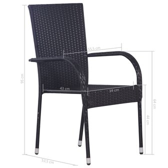 Tuinstoelen stapelbaar 2 st poly rattan zwart 8718475614760 6