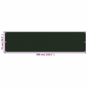 Balkonscherm 75x300 cm HDPE donkergroen 8720286095317 5