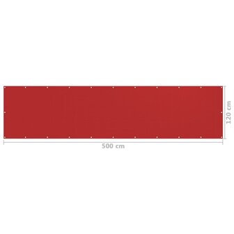 Balkonscherm 120x500 cm HDPE rood 8720286095775 5