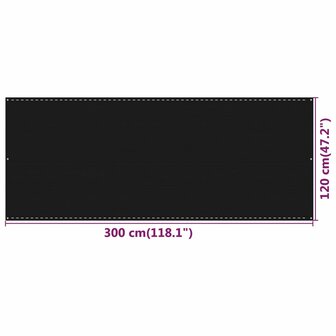 Balkonscherm 120x300 cm HDPE zwart 8720286095997 5