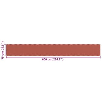 Balkonscherm 75x600 cm HDPE terracottakleurig 8720286095102 5