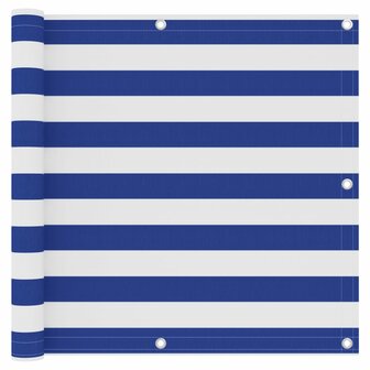 Balkonscherm 90x400 cm oxford stof wit en blauw 8720286117309 1