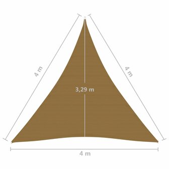 Zonnezeil 160 g/m&sup2; 4x4x4 m HDPE taupe 8720286099865 6
