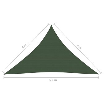 Zonnezeil 160 g/m&sup2; 4x4x5,8 m HDPE donkergroen 8720286100424 6