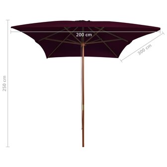 Parasol met houten paal 200x300 cm bordeauxrood 8720286164402 6