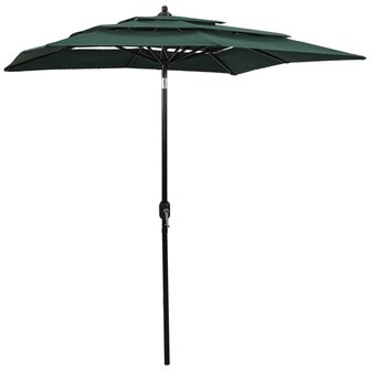 Parasol 3-laags met aluminium paal 2x2 m groen 8720286165270 1