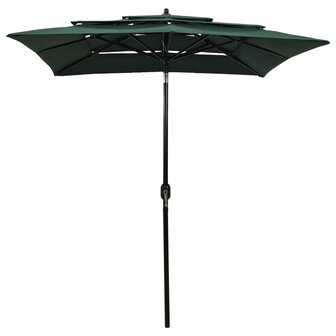 Parasol 3-laags met aluminium paal 2x2 m groen 8720286165270 2