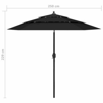 Parasol 3-laags met aluminium paal 2,5 m zwart 8720286165485 8