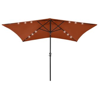 Parasol met LED&amp;apos;s en stalen paal 2x3 m terracottakleurig 8720286164730 1