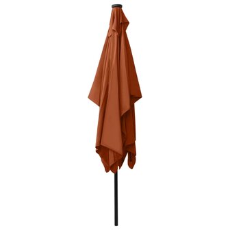Parasol met LED&amp;apos;s en stalen paal 2x3 m terracottakleurig 8720286164730 6