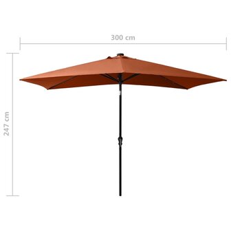 Parasol met LED&amp;apos;s en stalen paal 2x3 m terracottakleurig 8720286164730 11