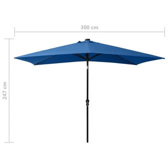Parasol met LED&amp;apos;s en stalen paal 2x3 m azuurblauw 8720286164754 11