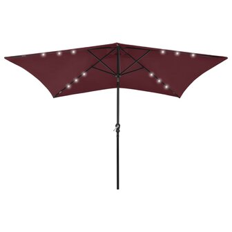 Parasol met LED&amp;apos;s en stalen paal 2x3 m bordeauxrood 8720286164723 1