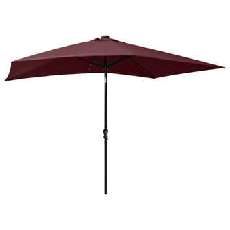 Parasol met LED&amp;apos;s en stalen paal 2x3 m bordeauxrood 8720286164723 4