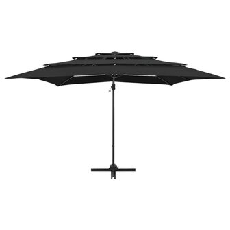 Parasol 4-laags met aluminium paal 250x250 cm zwart 8720286165089 3
