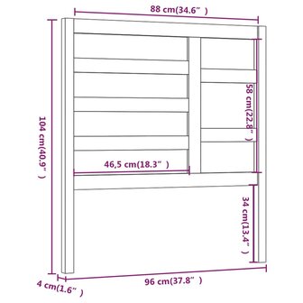 Hoofdbord 96x4x104 cm massief grenenhout 8720286951637 6