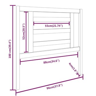 Hoofdbord 96x4x100 cm massief grenenhout 8720287006817 6