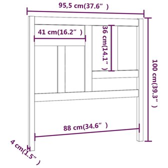 Hoofdbord 95,5x4x100 cm massief grenenhout wit 8720287008323 6