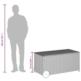 Tuinbox met wielen 190 L poly rattan bruin 8721012243675 10