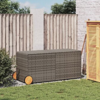Tuinbox met wielen 283 L poly rattan grijs 8721012243606 3