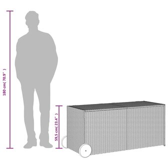 Tuinbox met wielen 283 L poly rattan grijs 8721012243606 10