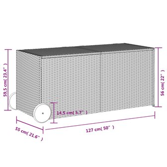 Tuinbox met wielen 283 L poly rattan grijs 8721012243606 11