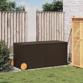 Tuinbox met wielen 283 L poly rattan bruin 8721012243590 3