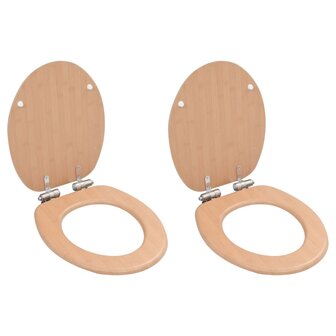 Toiletbrillen 2 st met soft-close deksels MDF bamboeontwerp 8719883691589 1