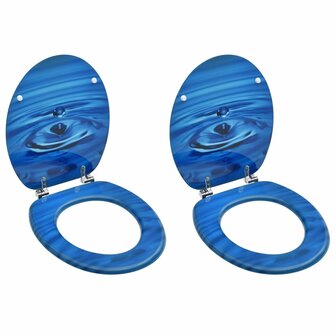 Toiletbrillen met deksel 2 st waterdruppel MDF blauw 8720286084106 1