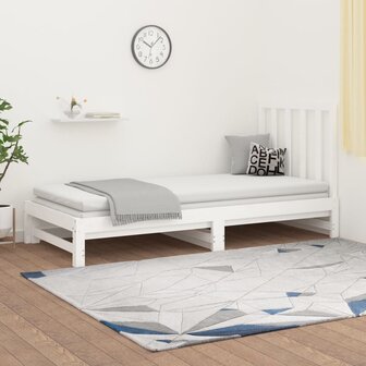 Slaapbank uitschuifbaar massief grenenhout wit 2x(90x200) cm 8720287093596 1