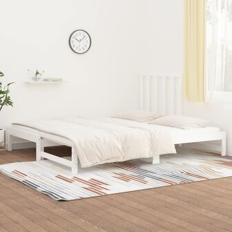 Slaapbank uitschuifbaar massief grenenhout wit 2x(90x200) cm 8720287093596 8