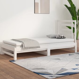 Slaapbank uitschuifbaar massief grenenhout wit 2x(90x200) cm 8720287096443 1