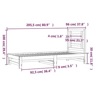 Slaapbank uitschuifbaar massief grenenhout wit 2x(90x200) cm 8720287096443 8