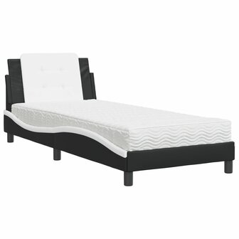 Bed met matras kunstleer zwart en wit 100x200 cm 8721012353336 2