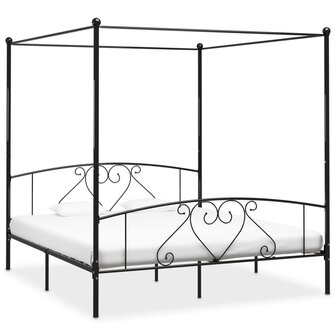 Hemelbedframe metaal zwart 180x200 cm 8719883783543 1