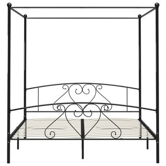 Hemelbedframe metaal zwart 200x200 cm 8719883783550 3