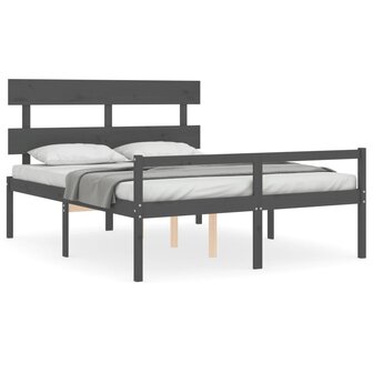 Seniorenbed met hoofdbord massief hout grijs 8720845405281 2