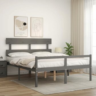 Seniorenbed met hoofdbord massief hout grijs 8720845405281 3