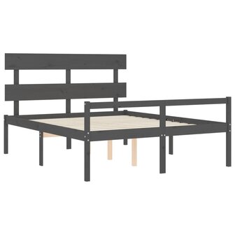 Seniorenbed met hoofdbord massief hout grijs 8720845405281 5