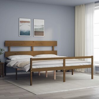 Seniorenbed met hoofdbord massief hout honingbruin 200x200 cm 8720845405441 1