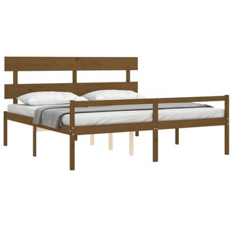 Seniorenbed met hoofdbord massief hout honingbruin 200x200 cm 8720845405441 4
