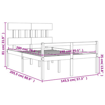 Seniorenbed met hoofdbord massief hout wit 140x200 cm 8720845405878 12